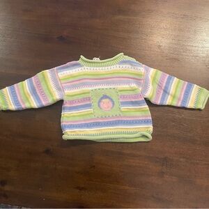 Hanna Andersson 18-24 months vintage colorful stripe people sweater 100% cotton